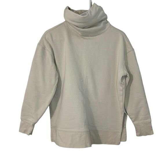 ATHLETA Women's Cream 24/7 Funnel Turtle Neck Tunic Sweatshirt - Picture 4 of 10